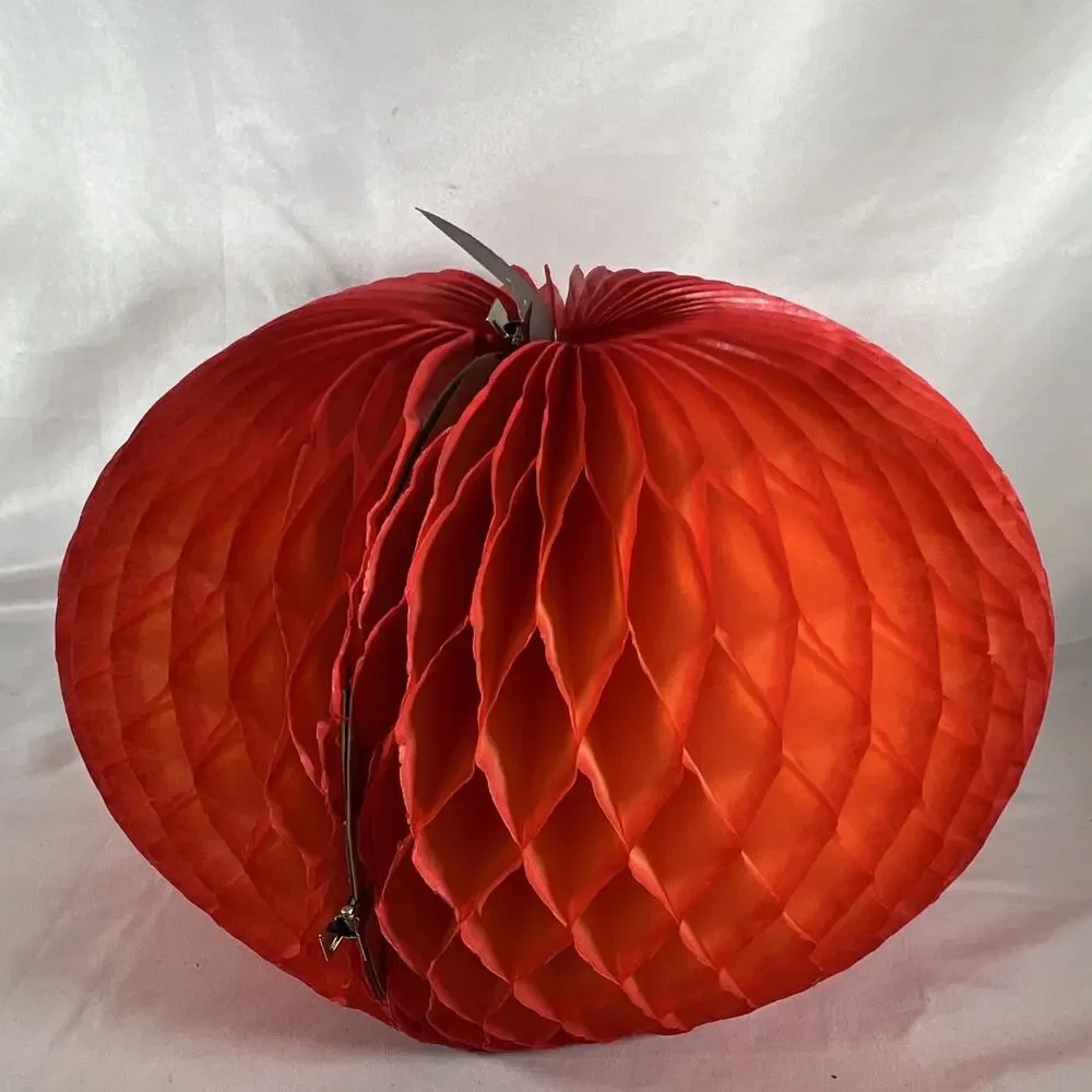 Vintage Danish Designs Set of 5 Orange Honeycomb Tissue Pumpkins Made in Denmark